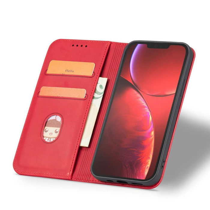 Funda Magnet Fancy Case para iPhone 14 Plus flip cover wallet stand rojo