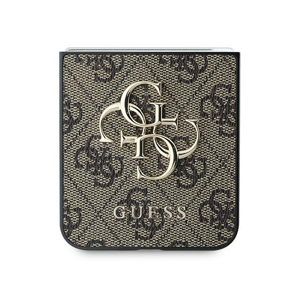 Guess GUHCZF64GMGBR Z Flip6 F741 brązowy/brown Leather 4G Metal Logo