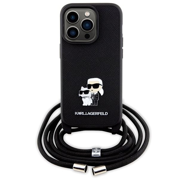 Karl Lagerfeld KLHCP14LSAKCPSK iPhone 14 Pro 6.1" hardcase noir/noir Crossbody Saffiano Metal Pin Karl &amp; Choupette