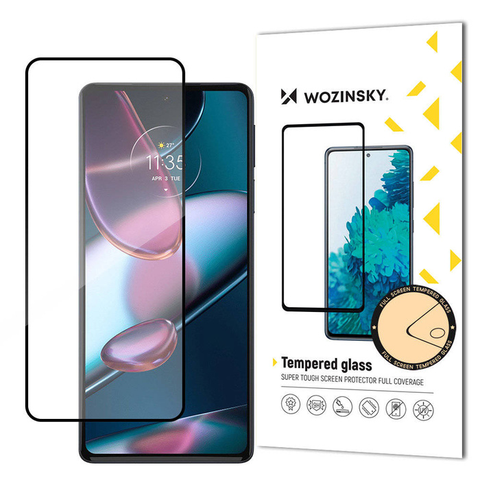 Wozinsky super odolné tvrzené sklo Full Glue na celou obrazovku s rámečkem Pouzdro Motorola Edge 30 černé