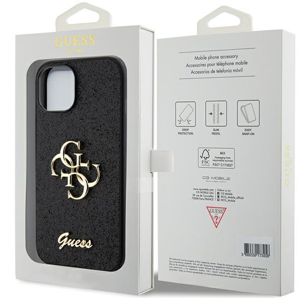 Etui Guess GUHCP15SHG4SGK iPhone 15 6.1" czarny/black hardcase Glitter Script Big 4G Case