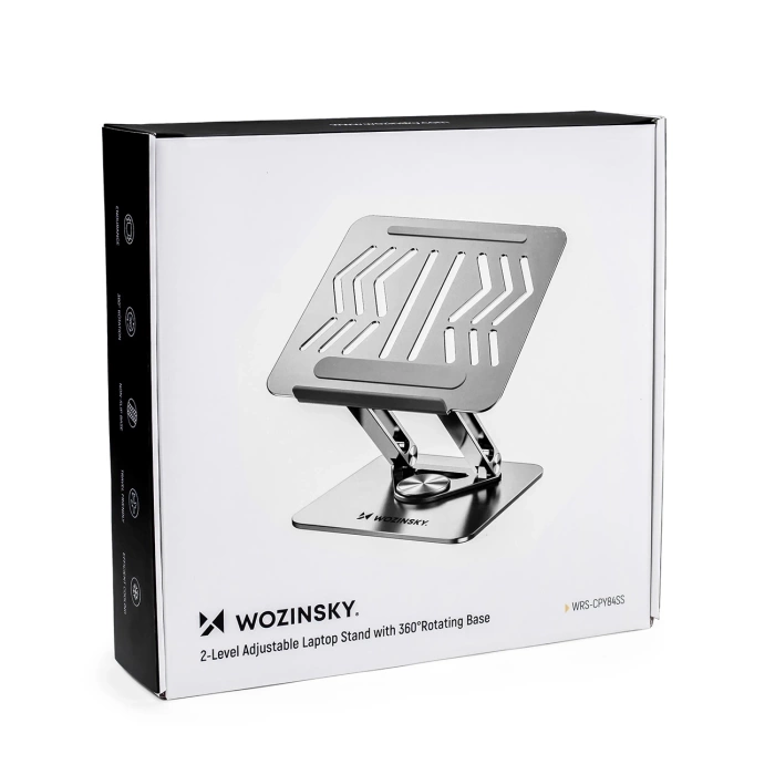 Wozinsky WRS-CPY84SS Aluminium-Laptopständer + Gratis! Smartphone-Ständer – Silber