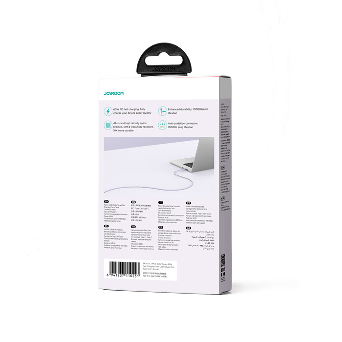 Joyroom Multi-Color Series SA34-CC3 Cavo USB-C / USB-C 60 W Trasferimento rapido 1 m - Viola