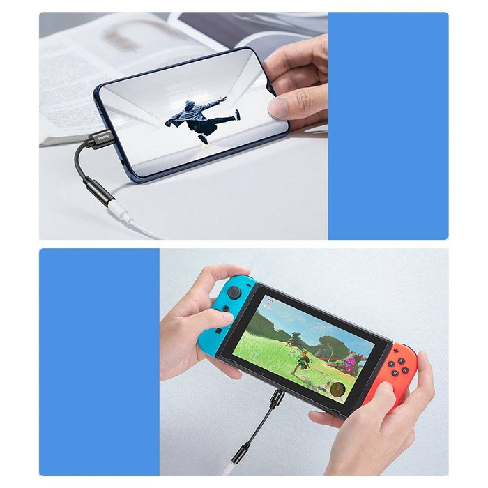 Baseus L54 sluchátkový adaptér USB-C na 3,5 mm audio jack DAC 24bitový 48 kHz černý (CATL54-01)