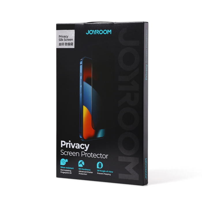 Joyroom Knight 2.5D Privacy TG Verre Trempé pour iPhone 14 Pro avec Filtre Anti-espion Plein Écran avec Cadre Transparent (JR-P02)