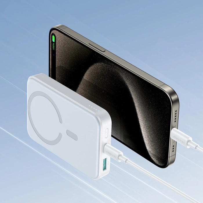 Joyroom JR-W020 20 W 10000 mAh MagSafe Powerbank + USB-C – USB-C 0,25 m Kabel – Weiß