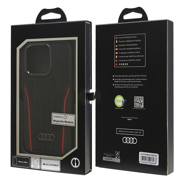 Audi Genuine Leather MagSafe iPhone 16Pro 6.3" czarno-czerwony/black-red hardcase AU-TPUPCMIP16P-R8/D3-RD
