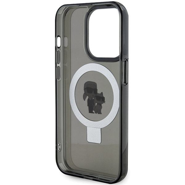 Coque Karl Lagerfeld KLHMP13LHMRSKCK iPhone 13 Pro 6.1" noir/noir durcase Ring Stand Karl&Choupettte MagSafe Case