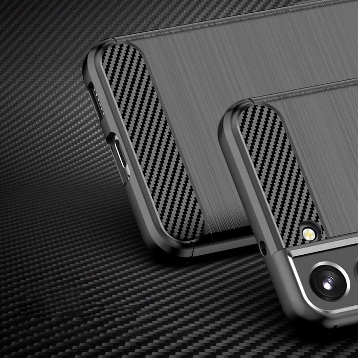 [B WARE] Carbon Case Flexible TPU Hülle für Samsung Galaxy S22+ (S22 Plus) schwarz
