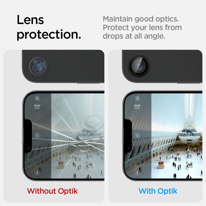 PROTECTION D'APPAREIL PHOTO SPIGEN OPTIK PRO GLAS.TR "EZ FIT" PACK DE 2 POUR IPHONE 16E NOIR
