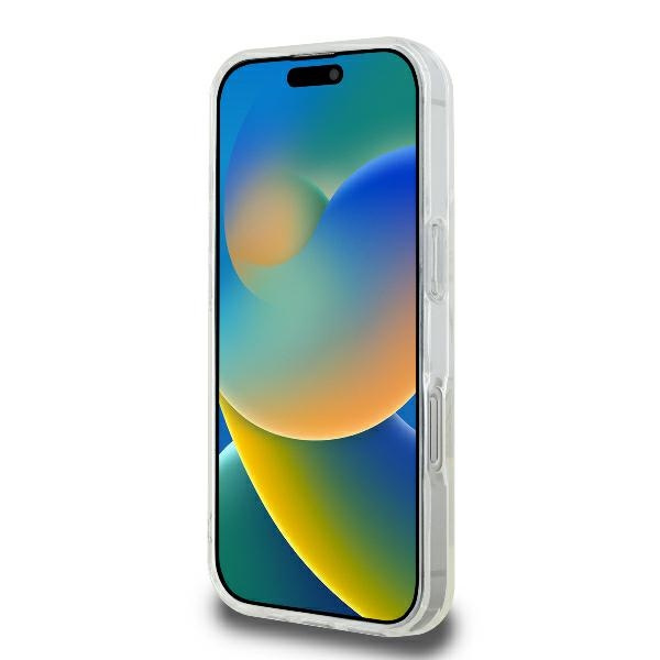 Etui Guess iPhone 16 Pro 6.3" przeźroczysty/transparent hardcase IML Glitter Circle MagSafe