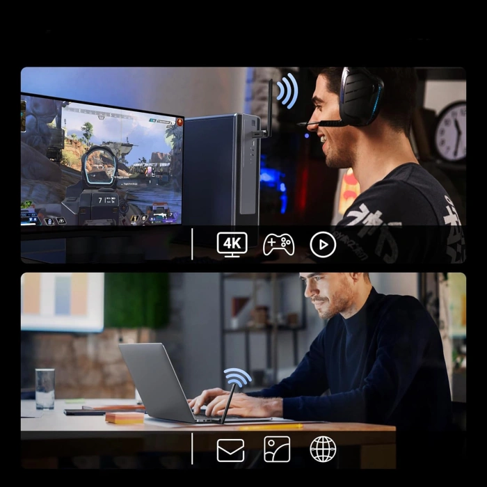 Adapter Ugreen CM878 wireless WiFi 6 with Bluetooth 5.4 - black