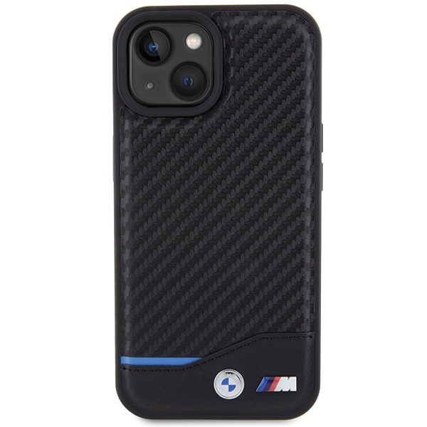 Etui BMW BMHCP15S22NBCK iPhone 15 6.1" czarny/black Leather Carbon Case