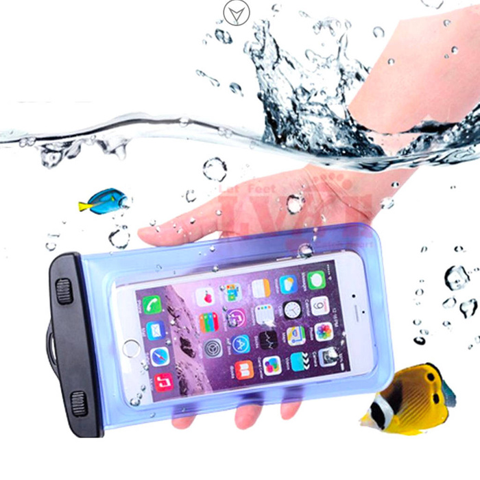 Waterproof case with a PVC phone band - pink