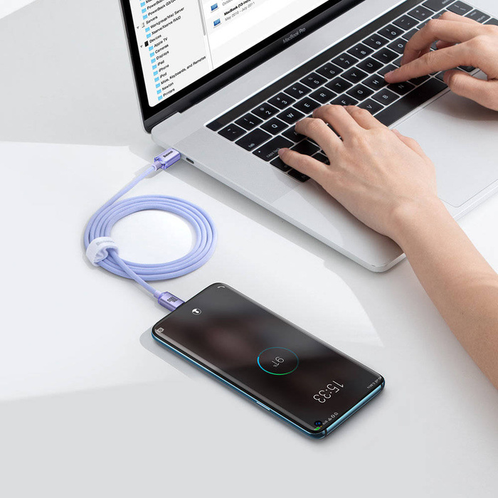 Câble Baseus Crystal Shine Series Câble USB pour une charge et un transfert de données rapides USB Type C - USB Type C 100W 1,2 m violet (CAJY000605)