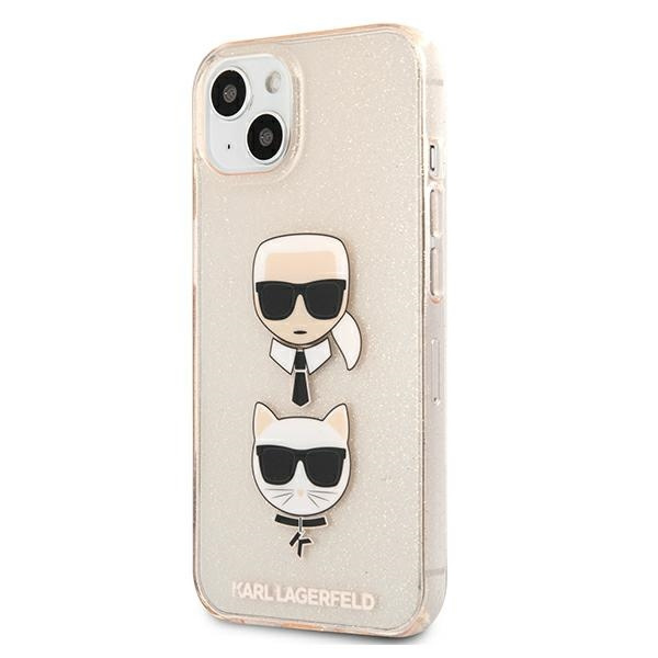 Cover KARL LAGERFELD Apple iPhone 13 Mini Glitter Karl's & Choupette Gold Hardcase