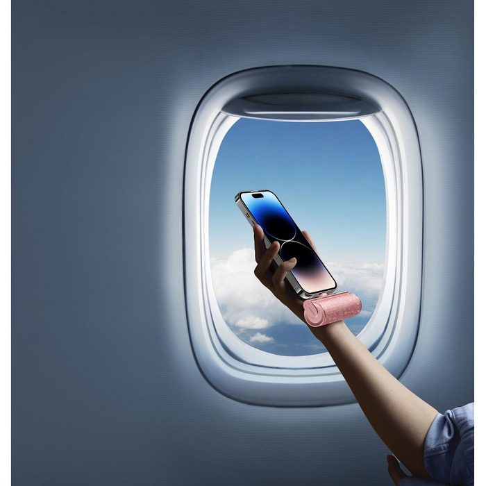 Powerbank Veger PlugOn (W0573P) PD QC3.0 2,4A 12W 5000 mAh z wbudowanym złączem Lightning rózowy