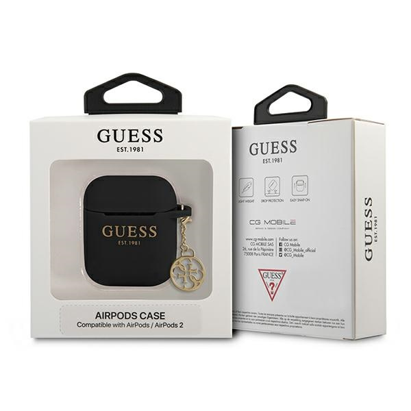 Guess GUA2LSC4EK Funda AirPods negra/negra Silicone Charm Collection