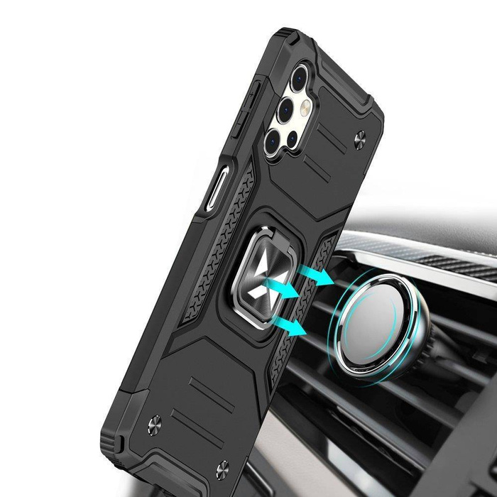 Wozinsky Ring Armor resistente cover ibrida + supporto magnetico per Samsung Galaxy A73 blu