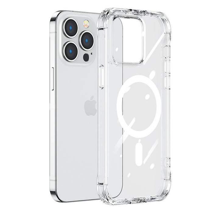 Custodia magnetica Joyroom Magnetic Defender per iPhone 14 Pro Max Cover corazzata con ganci Supporto trasparente (compatibile con MagSafe)