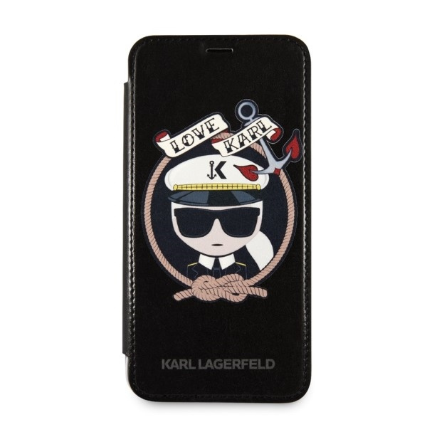 Cover Karl Lagerfeld iPhone X/xs Nero/Nero Librocase Signature Glitter Case