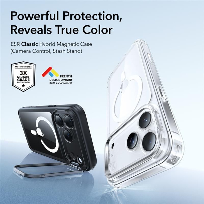 ESR CLASSIC HYBRID KICKSTAND MagSafe IPhone 17 PRO CLEAR/BLACK