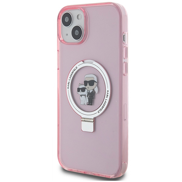 Cover Karl Lagerfeld KLHMP15MHMRSKCP iPhone 15 Plus 6,7" rosa/rosa rigidocase Supporto per anelli Karl&amp;Choupettte MagSafe Case