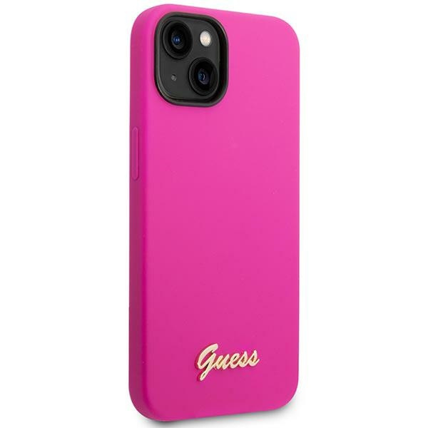 Hülle Guess iPhone 14 6.1" fuchsia/fuschia hart case Silikon Vintage Gold Logo