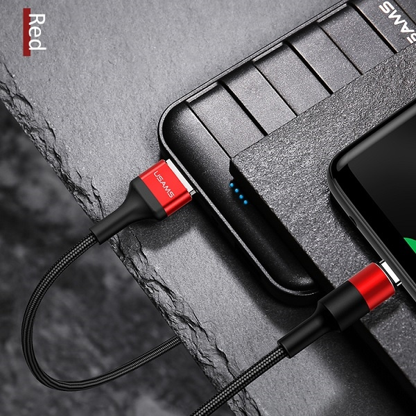 USAMS USB-C Flechtkabel 2A 1.2m Rot Schwarz
