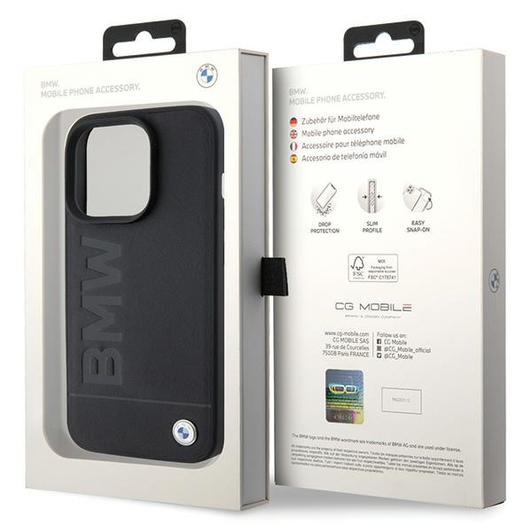 Etui BMW BMHMP15LSLLBK iPhone 15 Pro 6.1" czarny/black MagSafe Leather Hot Stamp Case