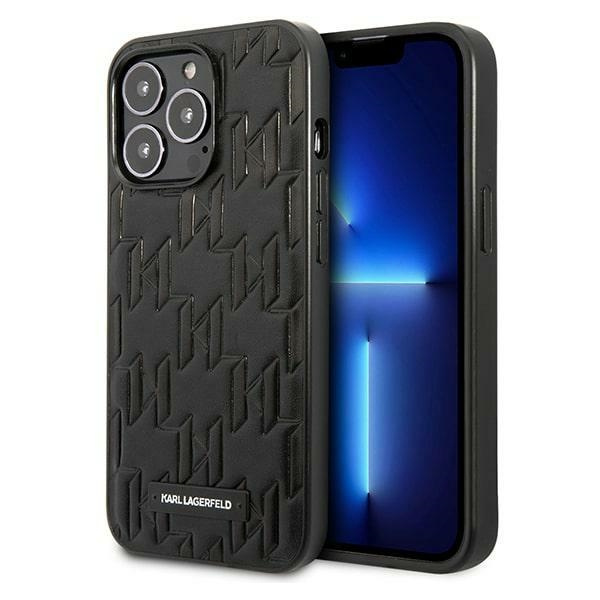 Hülle KARL LAGERFELD Apple iPhone 13 13 Pro Monogramm Plaque Schwarz Hartcase