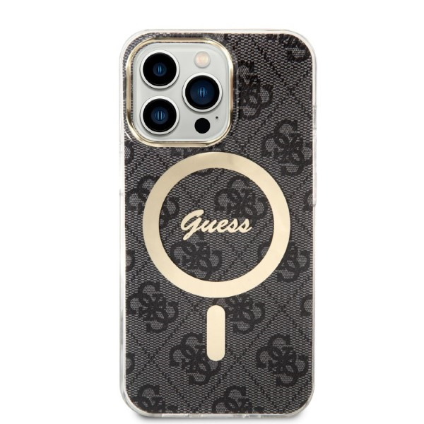 Kit Coque Guess Case+ Chargeur iPhone 13 Pro noir/noir dur case 4G Print MagSafe