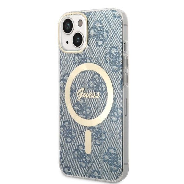 Kit Telefontok Guess Case+ töltő iPhone 14 6.1" kék/kék kemény case 4G nyomtatás MagSafe