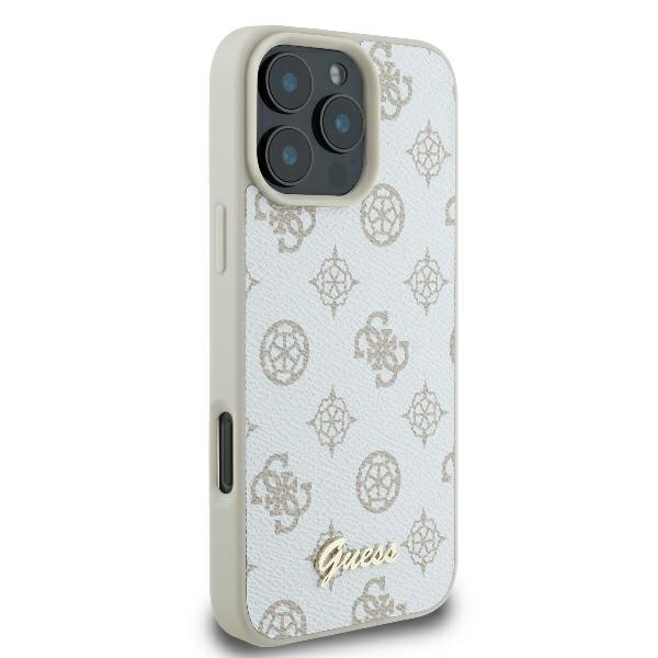 Etui Guess iPhone 16 Pro 6.3" biały/white hardcase Peony Script Logo MagSafe
