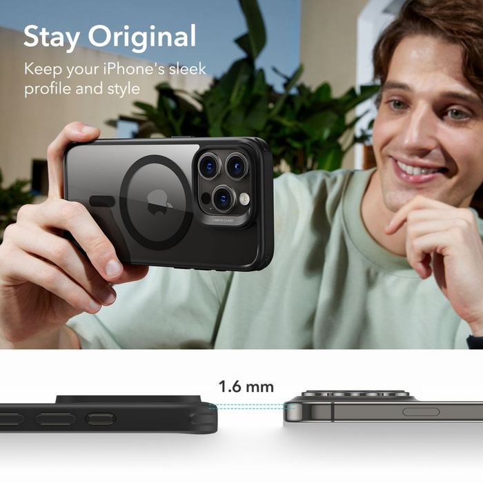 Hülle Esr Ch Halolock MagSafe iPhone 15 Pro Klar/Schwarz Case