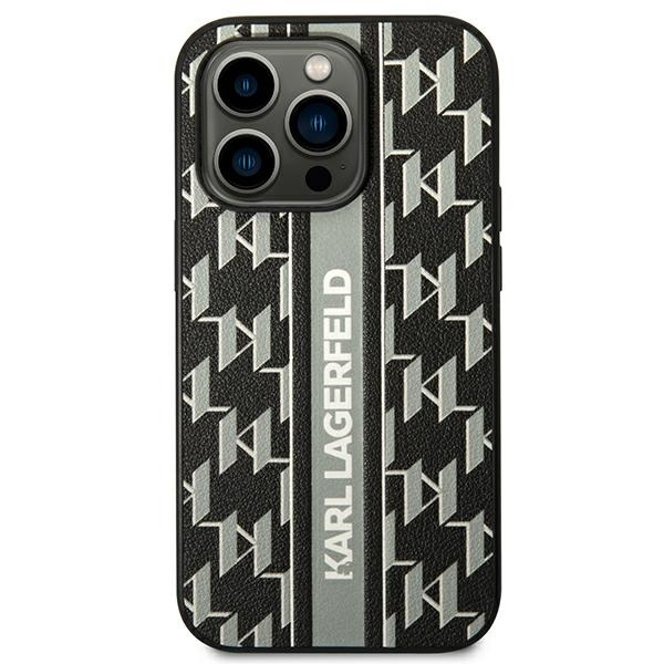 Hülle KARL LAGERFELD Apple iPhone 14 Pro Max Monogram Stripe Grau Hartcase