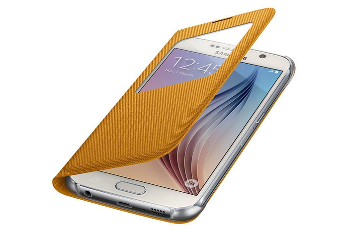  SAMSUNG Galaxy S6 S-VIEW Cover Amarillo Genuino 