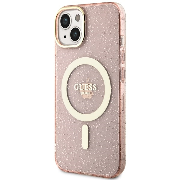 Hülle Guess GUHMP14MHCMCGP iPhone 14 Plus 6,7" rosa/rosa hartcase Glitter Gold MagSafe Case