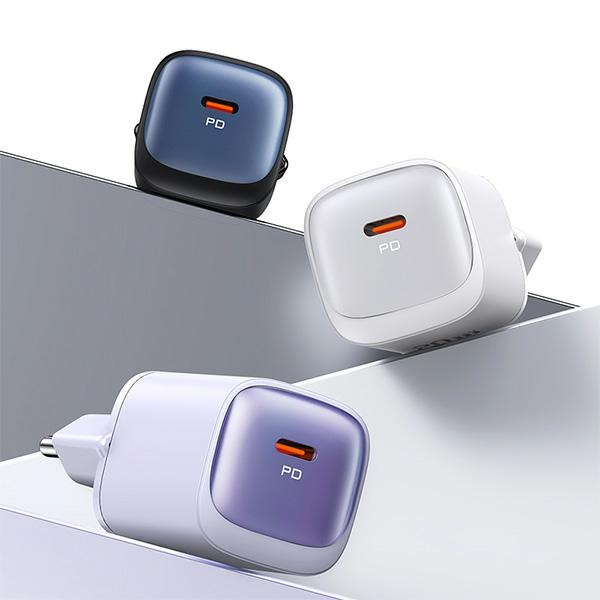USAMS Ład. siec. CC251 30W GaN USB-C Fast Charging HC Series fioletowy/purple CC251TC03