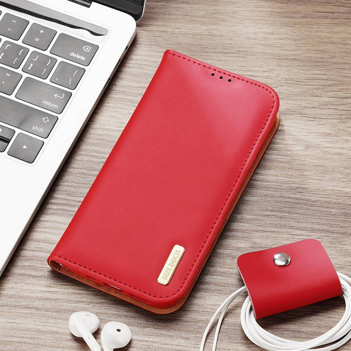 Dux Ducis Hivo Leather Flip Cover Cartera de cuero genuino para tarjetas y documentos iPhone 14 Pro Negro