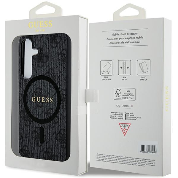 Etui Guess GUHMS24SG4GFRK Samsung Galaxy S24 S921 czarny/black hardcase 4G Collection Leather Metal Logo MagSafe Case