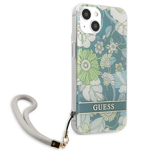 Case GUESS Apple iPhone 13 Mini Flower Strap Green Hardcase