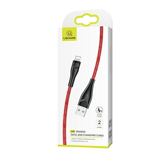 USAMS Kabel geflochtenes U41 Lightning/USB-Schnellladekabel 2m rot/rot SJ394USB02 (US-SJ394)