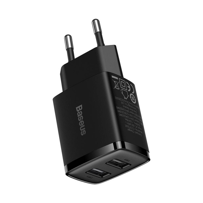 [RETURNED ITEM] Baseus Caricabatterie compatto 2x USB 10.5W nero (CCXJ010201)