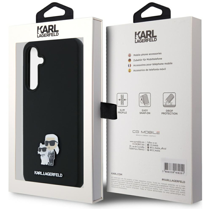Etui Karl Lagerfeld KLHCSA35SMHKCNPK A35 A356 hardcase czarny/black Silicone Karl&Choupette Metal Pin