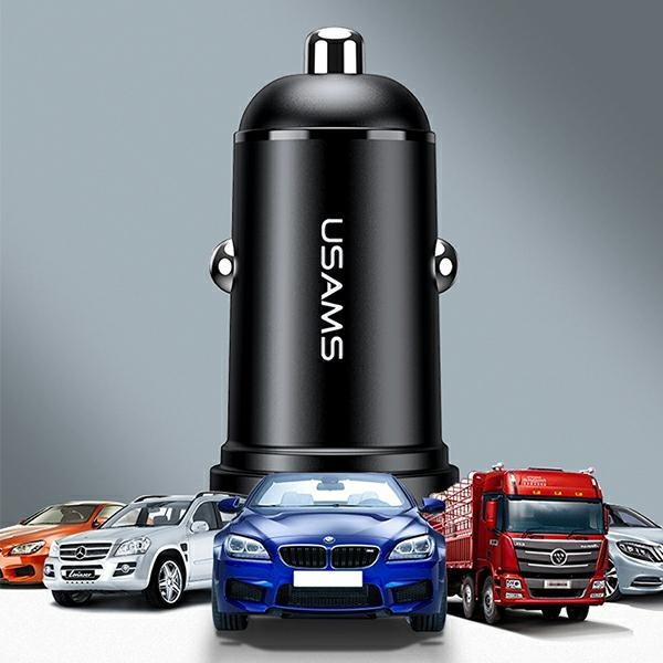 USAMS 2xUSB 2.4A Mini Black Car Charger