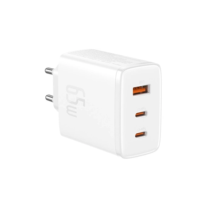 Ładowarka sieciowa Baseus OS-Cube Pro 2xUSB-C + USB, 65W (biała)