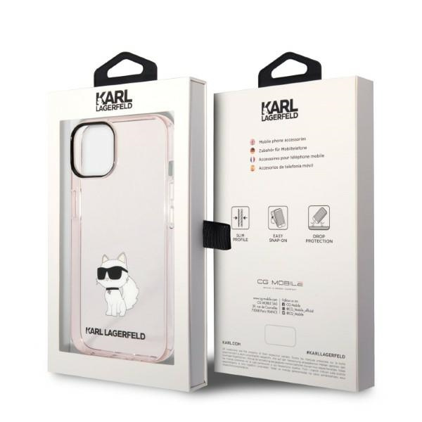 Case Karl Lagerfeld iPhone 14 6.1" pink/pink hardcase Ikonik Choupette