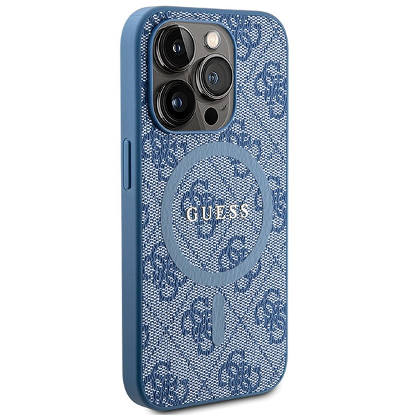 Etui Guess GUHMP14LG4GFRB iPhone 14 Pro 6.1" niebieski/blue hardcase 4G Collection Leather Metal Logo MagSafe Case