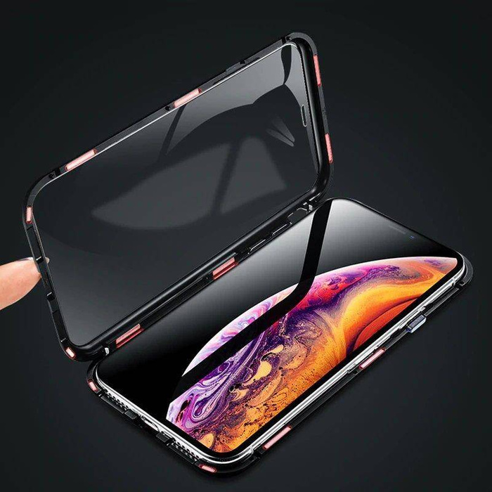 Wozinsky Full Magnetic Case 360 Magnetic Case Vorder- und Rückseite mit integriertem Glas Samsung Galaxy A72 4G Schwarz-Transparent